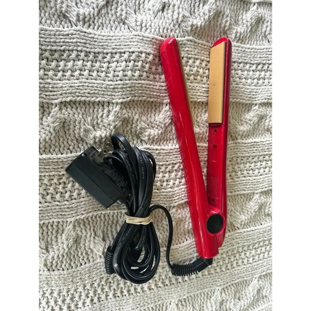 CHI Classic Tourmaline Ceramic 1 Flat Iron Hair Straightener Fire Red